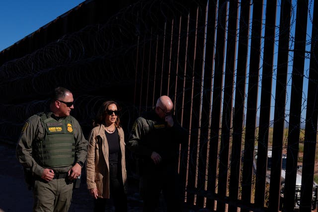 <p>Kamala Harris visiting the border on a campaign stop </p>