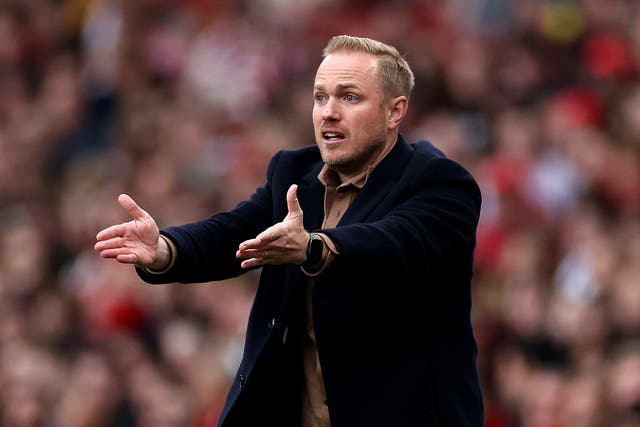 <p>Jonas Eidevall reacts during Arsenal’s 0-0 draw at home to Everton </p>