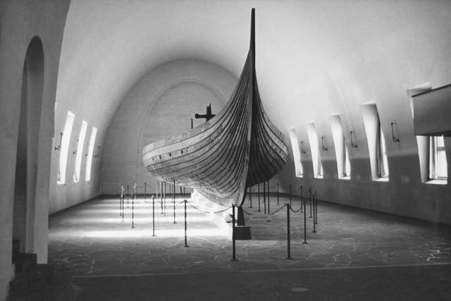 <p>Viking longboat on display at Viking museum in Oslo</p>
