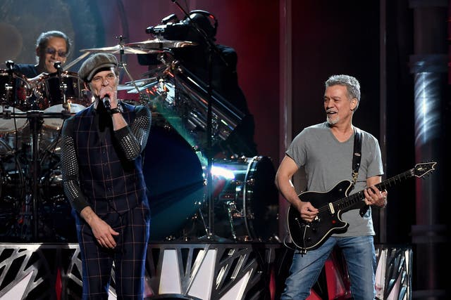 <p>Alex Van Halen, David Lee Roth and Eddie Van Halen performing together at the 2015 Billboard Music Awards</p>