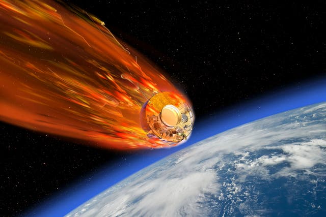 <p>Artist’s impression of European satellite making fiery reentry to Earth after 24 years in space</p>