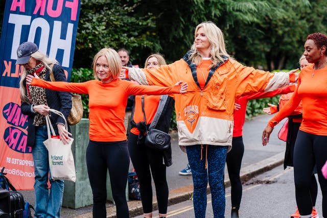<p>Penny Lancaster (centre) during the Menopause Mandate Walk in the Park</p>
