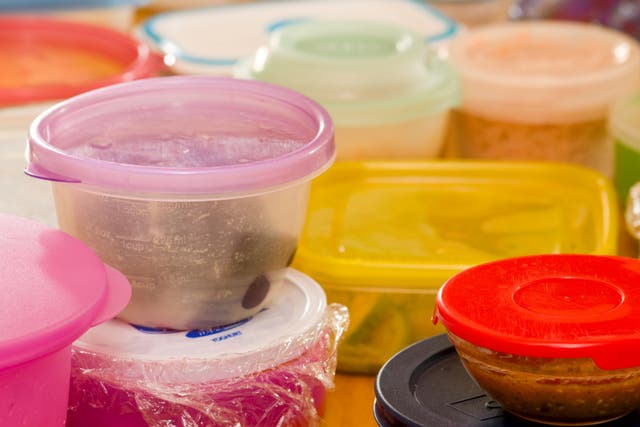 <p>Plastic containers are used for leftover food. Many plastics, including food packaging and other kitchenware, contain chemicals that leach into food. The chemicals could potentially increase the risk of breast cancer, a new study from the Food Packaging Forum says. </p>