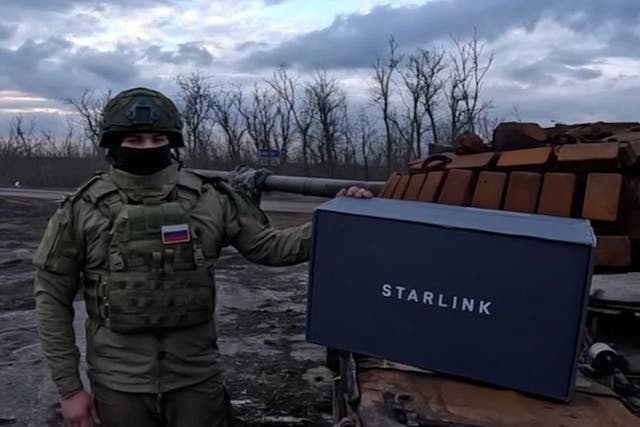 <p>A Russian soldier in Ukraine discusses their use of Starlink dishes earlier this year </p>