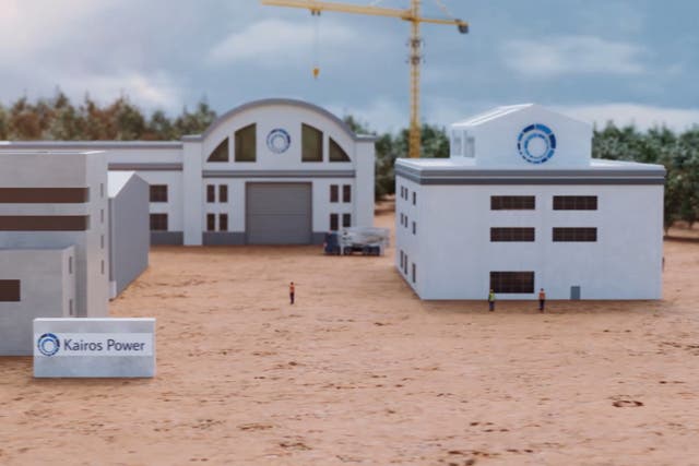 <p>A mock-up of a new nuclear power plant released by the energy start-up Kairos, which has signed a deal with Google to build seven new small reactors in the US to help power AI system </p>