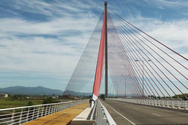 <p>The 630ft-high Castilla-La Mancha Bridge is one of the tallest in Spain</p>