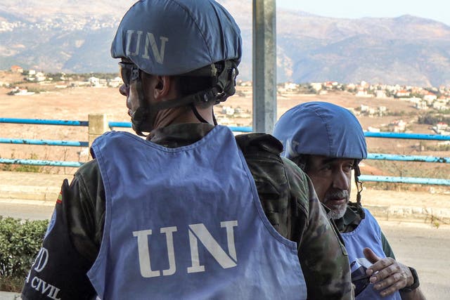 <p>Spanish peacekeepers as part of UNIFIL in Lebanon - teams are refusing to leave despite requests from Israel </p>