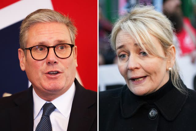 <p>Unite union general secretary Sharon Graham and Keir Starmer, who has been urged to push the reforms further  </p>