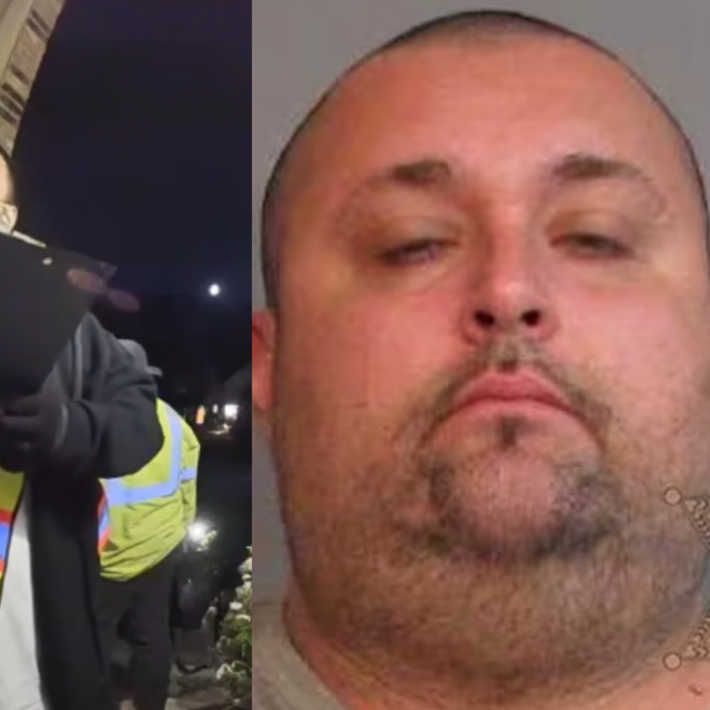 <p>Carlos Jose Hernandez, 37, was seen in doorbell camera footage (left) moments before a deadly home invasion, police said. He is one of two people arrested in connection to the case </p>
