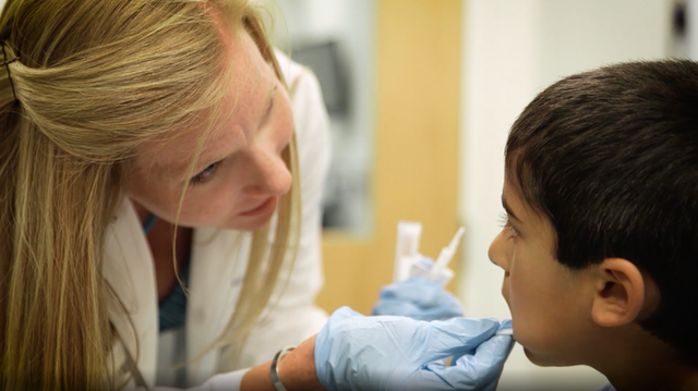 <p>Representational. Cheek swab taken from a child</p>