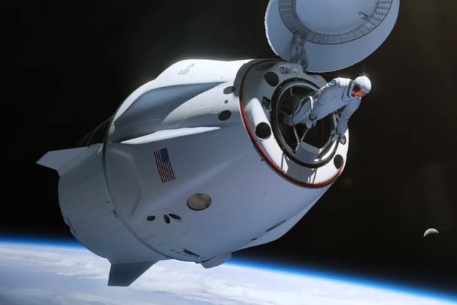 <p>An illustration of the first ever civilian spacewalk</p>